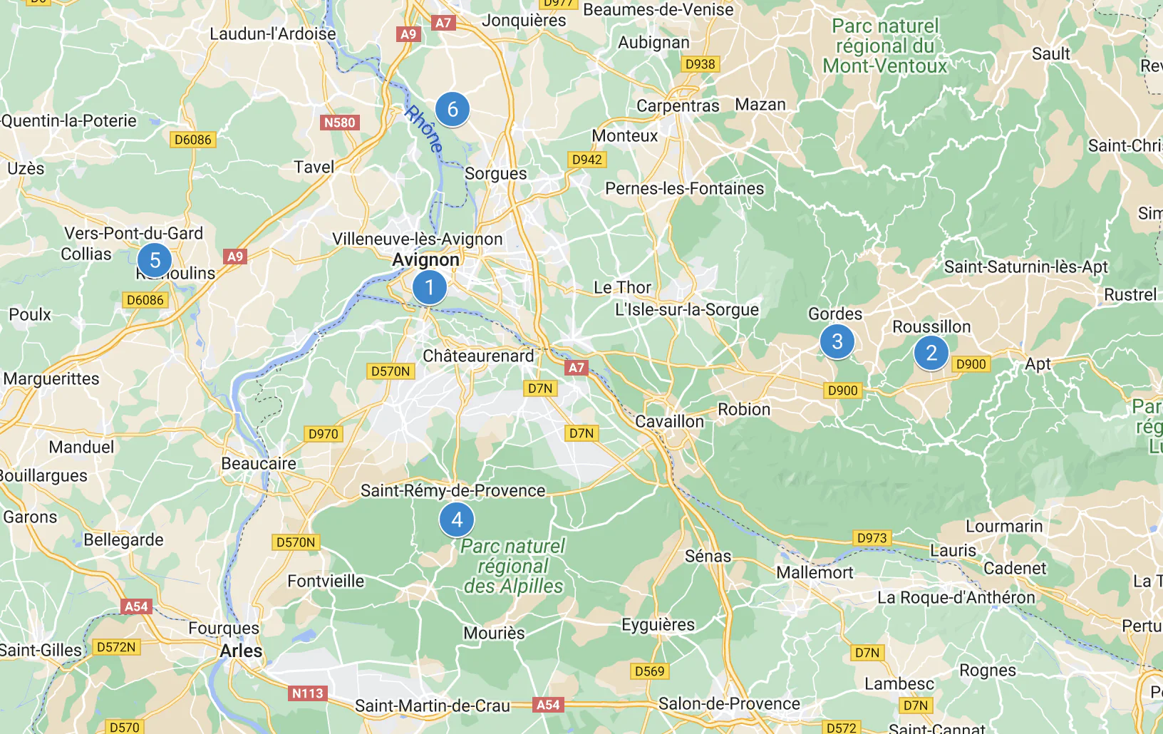 Map of LinkParis.com's Three days in Provence tour.